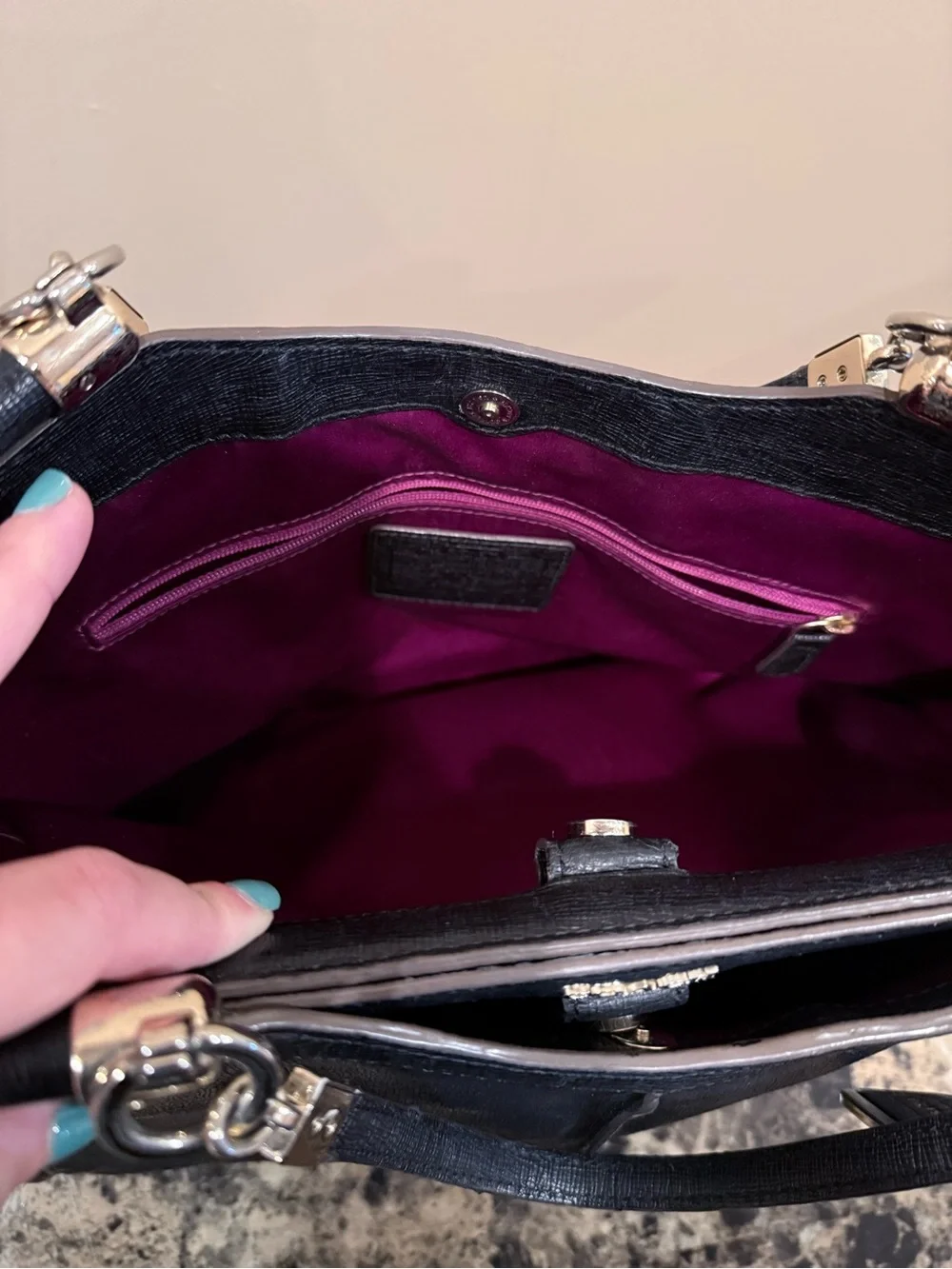 Coach Madison Caroline Black Leather Carryall Satche